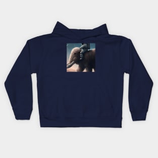 Astronaut Rides a Wooly Mammoth Kids Hoodie